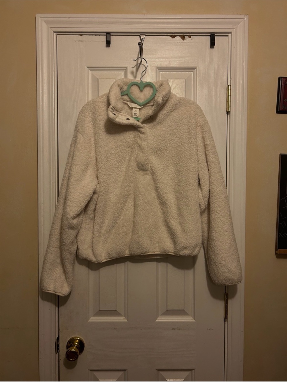 H&M Cream Fuzzy Faux Fur Glam Rave Furry Sherpa Pullover Sz S